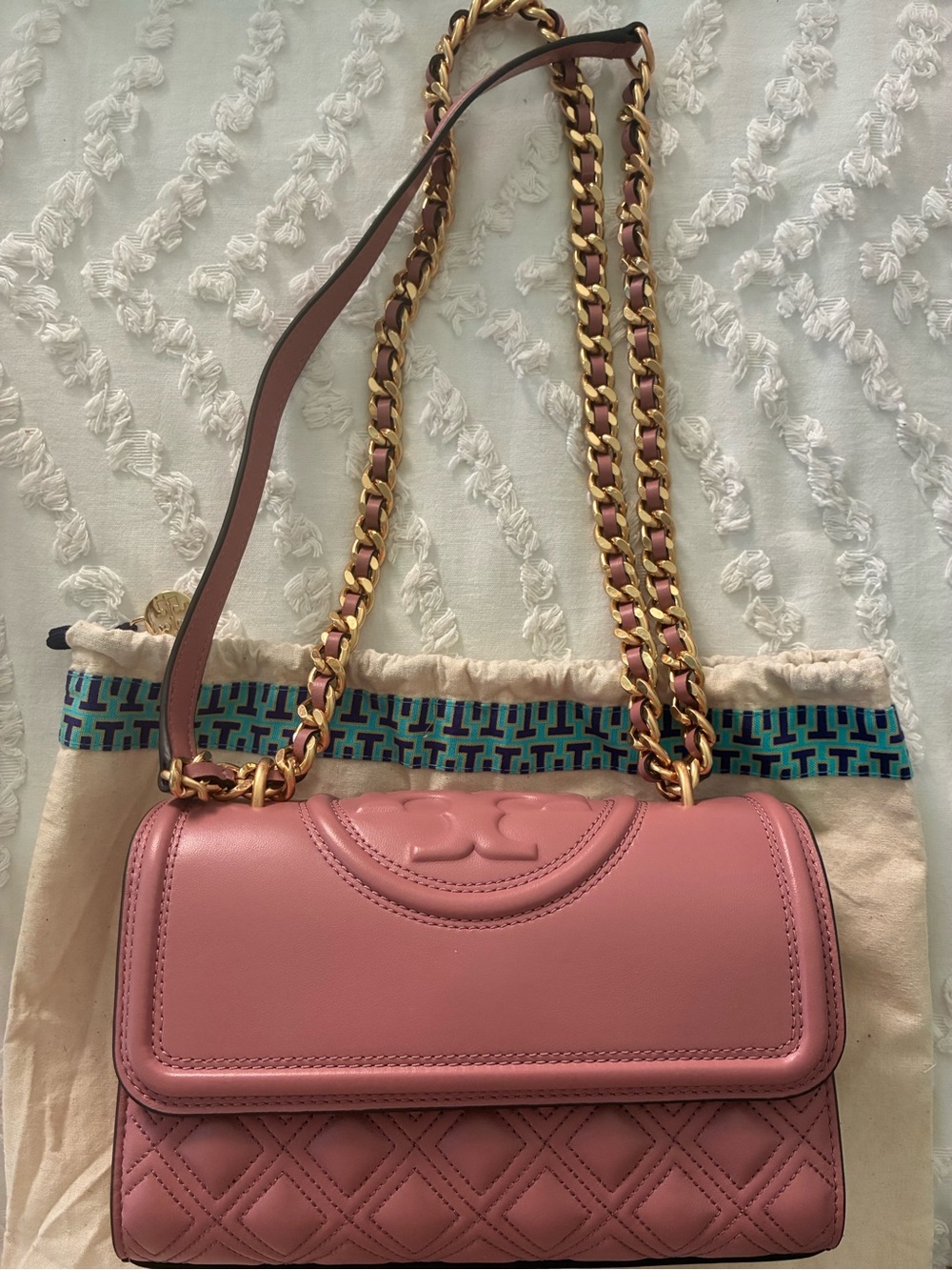 Tory Burch Fleming Small Quilted Leather- Pink Magnolia